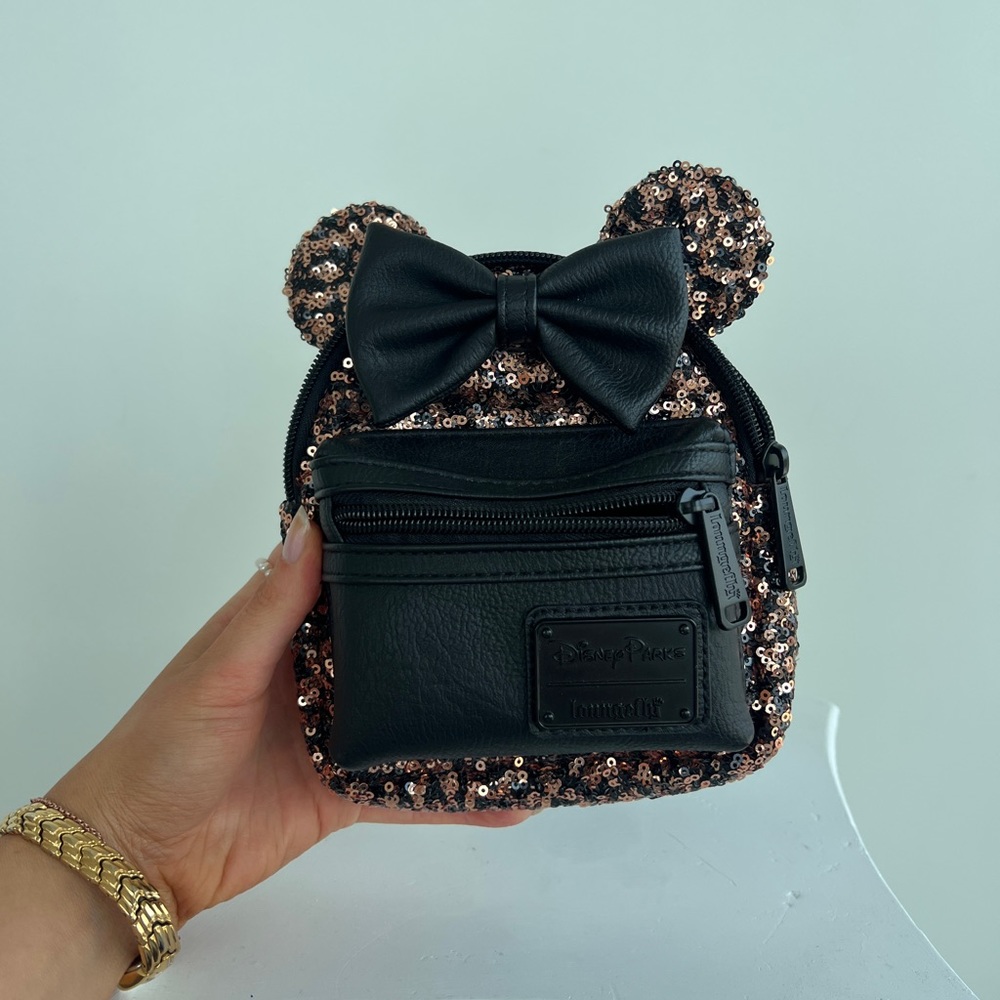 Lounefly Brown and Black Sequin Belle Bronze Mini Backpack